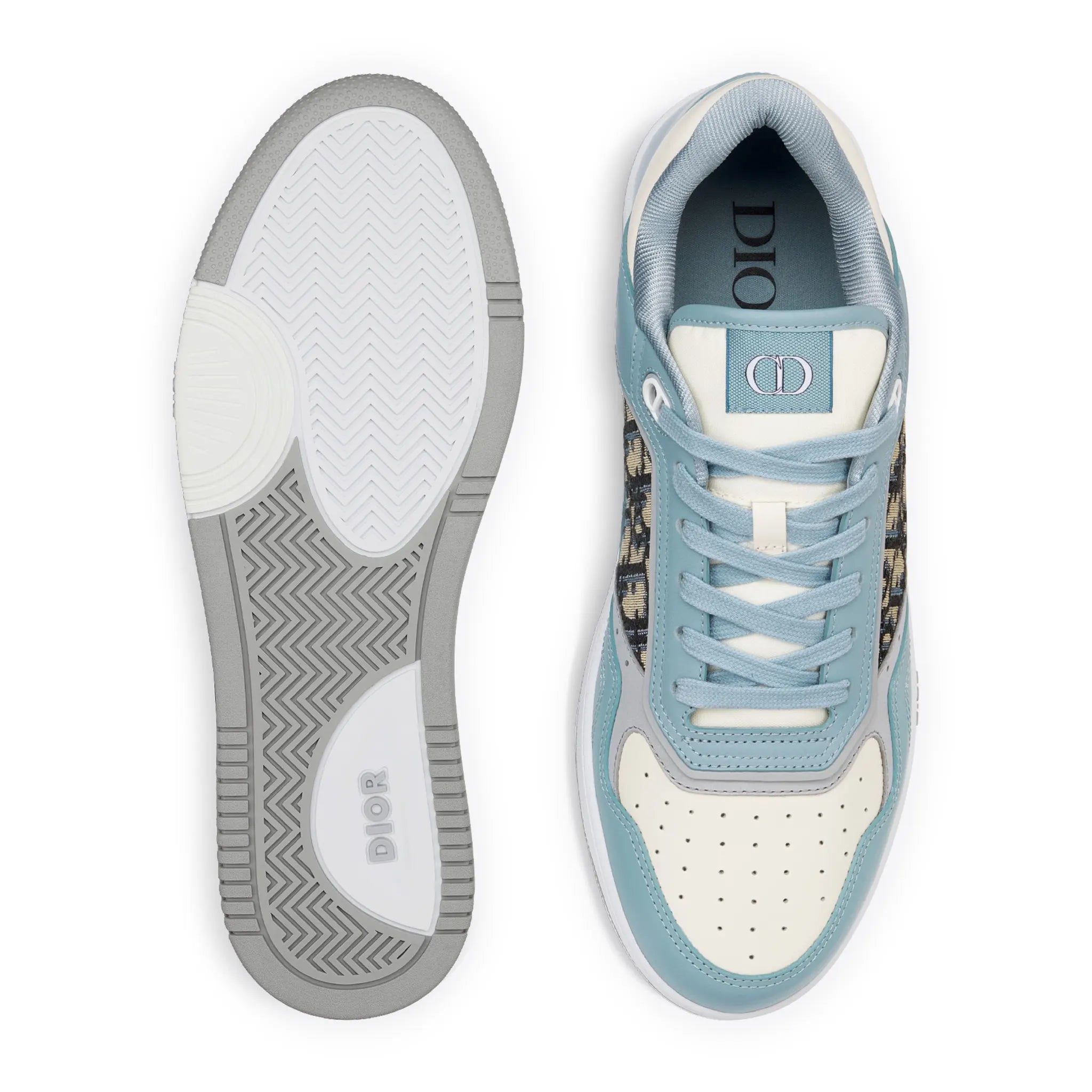 Sole And Back View of Dior B27 Oblique Light Blue White Low Top Sneaker 3SN272ZIR H526